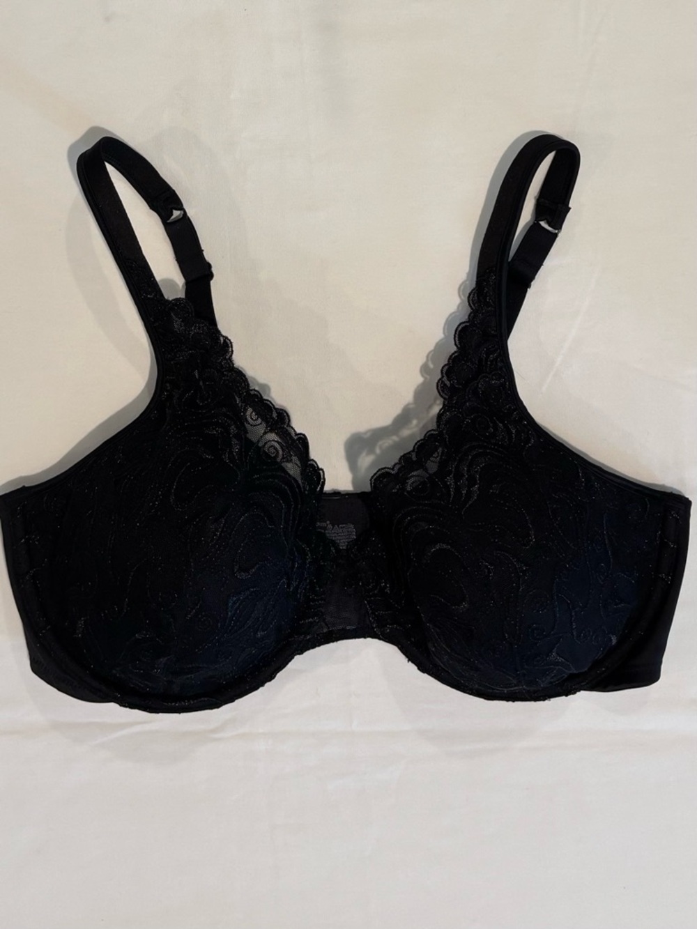 Playtex Secrets Black Lace Underwire Support Bra #4513 40C
